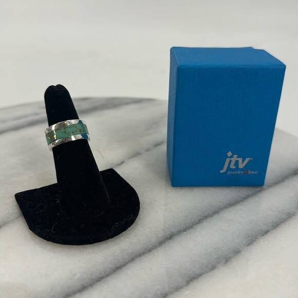 NWT Blue Turquoise Sterling Silver Band Ring size 5.5 - Picture 1 of 6